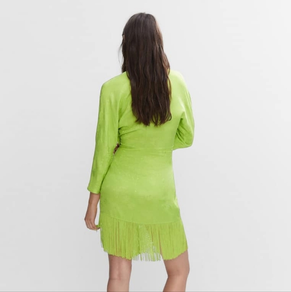 MANGO Jacquard Fringed dress - Picture 4 of 5